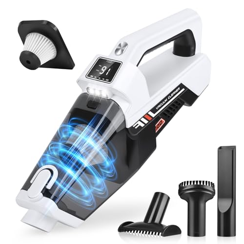 Aspirador de Mano Sin Cable,Aspirador Portátil 3 en 1 Sin Cable con Luz LED,16000Pa de Succión Fuerte,Carga Tipo C,Filtro HEPA Lavable,Aspirador Pequeño para Coche, Casa, Oficina, Pelo de Mascota