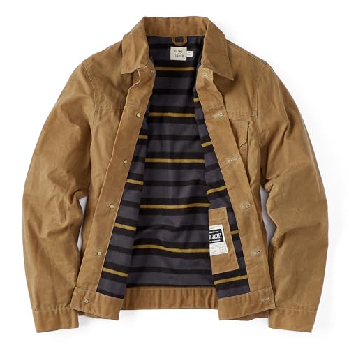 Huckberry Flint and Tinder Men's Flannel-Lined Waxed Trucker Jacket, Water & Weather Resistant Mens Jacket2