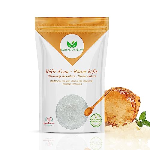 Natural Probio® Wasserkefir Original Culture Starter Kit, Japankristalle Kristallalgen + Vollständige Anleitung, Rezept und Tipps + Zugang zum E-Book, Rezeptbibliothek (Starterset 20g)