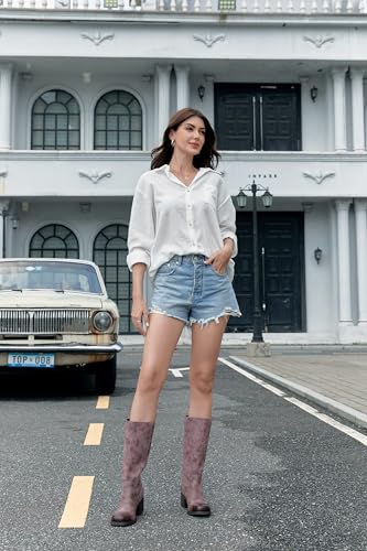 Image of Adolilove Mid Calf Boots for Women Chunky Block Low Heel Square Toe Comfortable Casual Trendy Stylish Boots