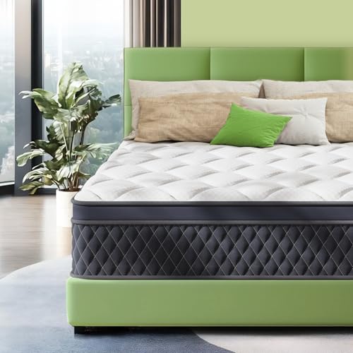 LDLON Colchón de tamaño individual, colchón híbrido de espuma viscoelástica de 10 pulgadas, cama que alivia la presión en una caja, resorte ensacado individual para aislamiento de movimiento,