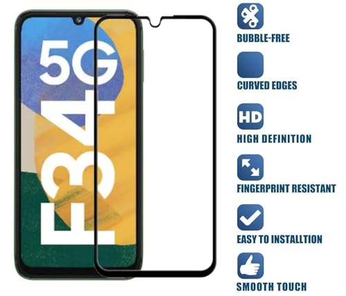 Image of HD Tempered Glass Screen Protector Compatible For Samsung Galaxy F34 5G With Edge To Edge Coverage And Easy Installation Kit