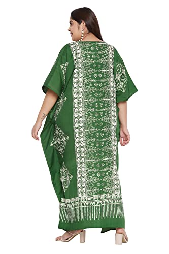 Image of Oussum Plus Size Kaftan Dresses for Women, Polyester Summer Caftan Cover Up Maxi Beach Dress, 1X-3X