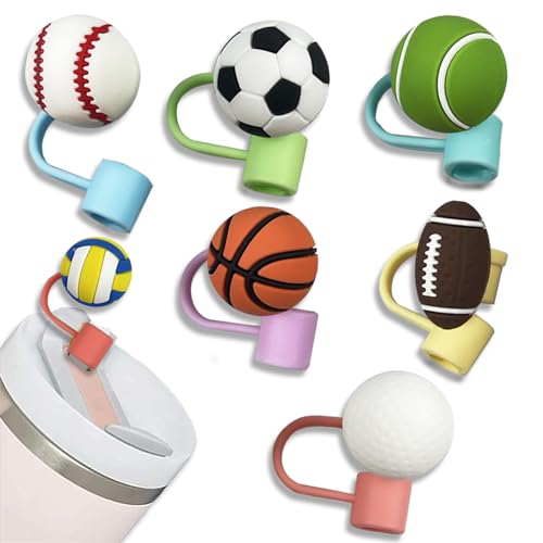 7Pcs 7mm Silicone Straw Covers Cap, Drinking Straw Covers, Straw Toppers for Tumblers, Dust-Proof Straw Plugs for Straw Tips for Cup Straw Accessories (7mm Silicone Ball Straw Cover)