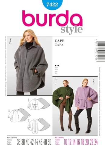 burda Schnittmuster Damen Cape 7422 Gr. 34-46