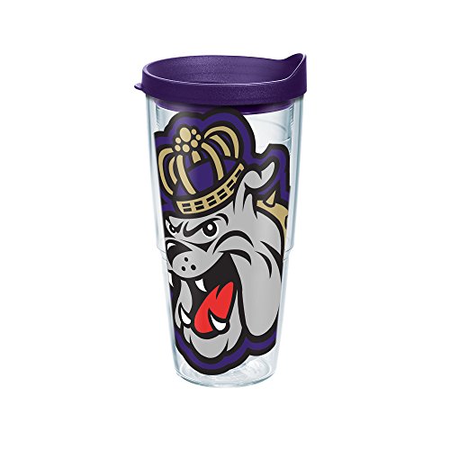 Tervis James Madison Dukes Colossal Tumbler with Wrap and Royal Purple Lid 24oz, Clear