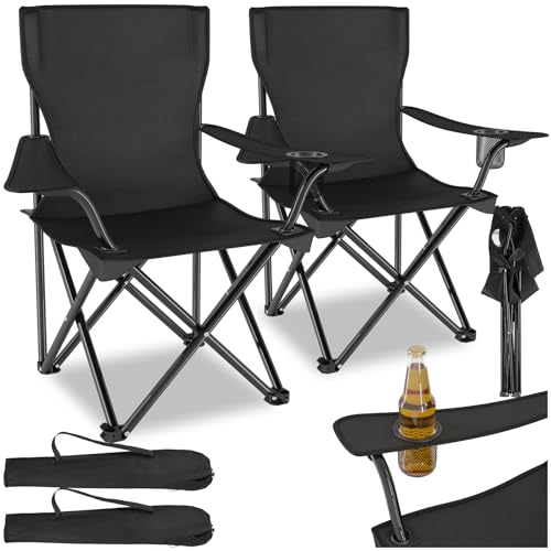 tectake® Lot de 2 Chaise Pliante Camping Fauteuil Pliable Chaise de Plage Ultra léger avec Porte...