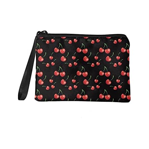 Jeiento Cute Cherry Coin Purse Makeup Pouch for Women Girls Gift Toiletry Bag Cosmetic Case Lady Accessories Holder Daily Storage Organizer Cover