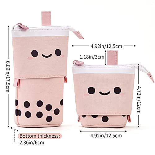 Angoobaby ANNC-PINK Standing Pencil Case Cute Telescopic Pen Holder Kawaii Stationery Pouch Makeup Cosmetics Bag For School Students Office Women Teens Girls Boys thumb #4