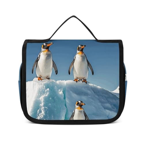Trousse de maquillage de voyage étanche et suspendable motif pingouin