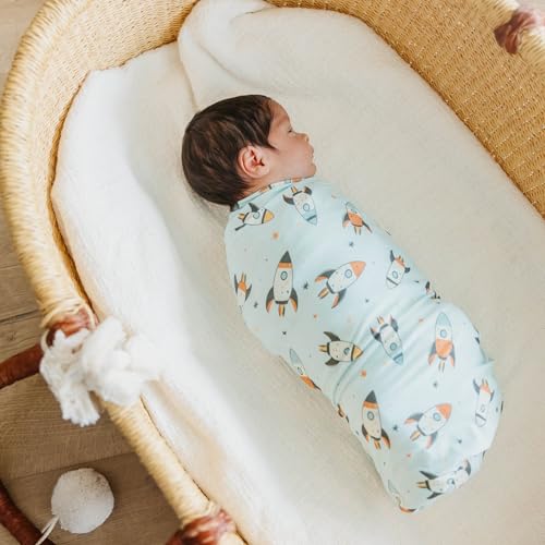 Image of Copper Pearl Swaddle Blankets for Newborns | Soft Stretchy Receiving Blankets for Boys and Girls | Large 46 x 46 Inch Baby Blankets | Lightweight and Breathable Swaddles |Rocketeer Bamboo Swaddle