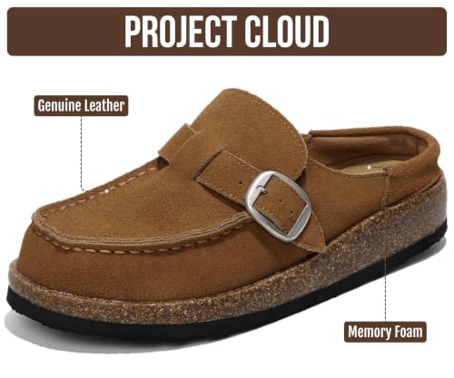 Image of Project Cloud 100% Genuine Leather Moccasin Style Clogs for Women - Memory Foam and Water Resistant Mules Slip On Non-Slip and Durable Clogs Casual Shoes for Women Footwear (Carline)