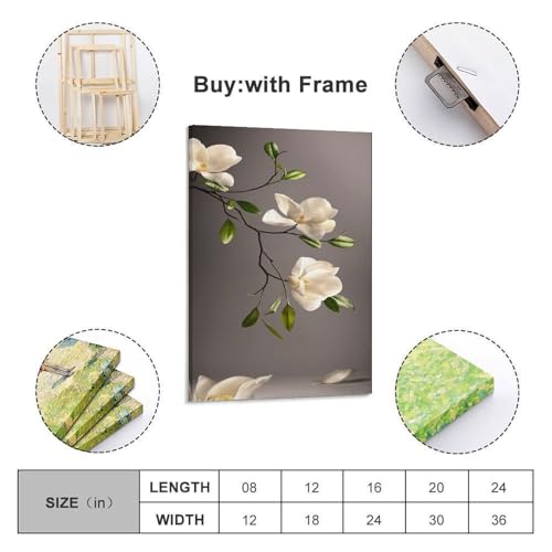 Décoration murale magnolia blanc moderne tableau fleur suspendre 40x60