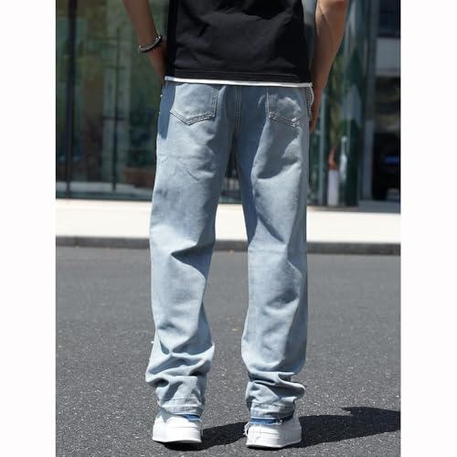 XYGJZ Mens Hip Hop Pearl Jeans Loose Fit Straight Leg Denim Pants4