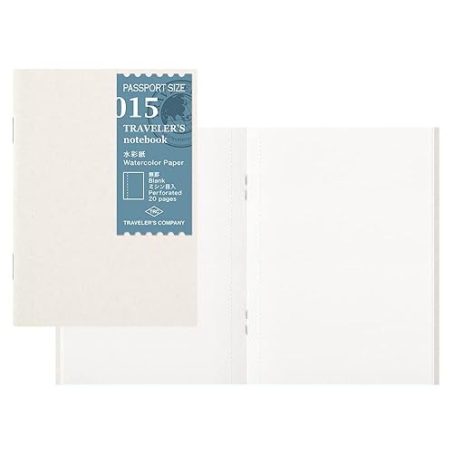 ⋆˙‧₊☽ Traveler's Notebook Refill, Watercolor Paper, Pack of 2, Passport Size