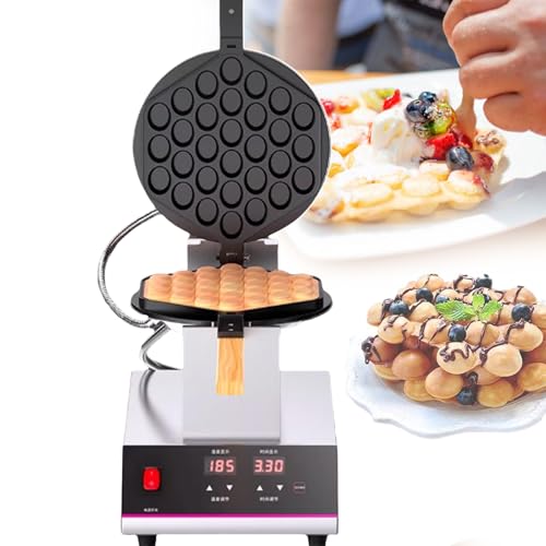 Huevo waffle, molde para hacer burbujas de doble cara, rotación de 180°, pantalla digital de temperatura y temporizador para cocinas comerciales y camiones de comida