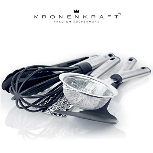 NUEVO–42-piezas-de-Juego-de-coronas-Fuerza-utensilios-de-cocina-de-acero-inoxidable-y-nailon-Cocinar-Tools-incluyendo-Turners-Tongs-cuchara-vaso-medidor-batidor-abrelatas-pelador-rasqueta
