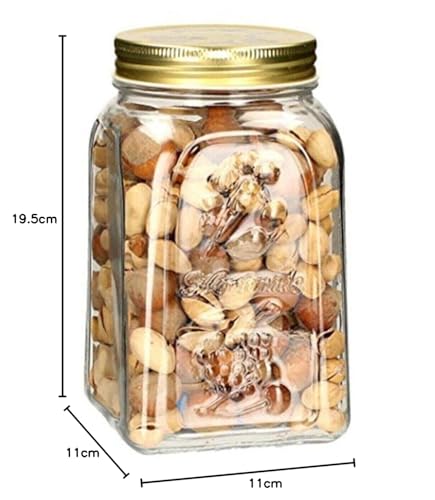 Image of Pasabahce Homemade Glass Jar with Metellic Lid from House of the Original Pasabahce from Turkey | Stylish & Durable Airtight Storage Container for Pickles, Snacks, Cookies & Spices (1500ml, 1pc)