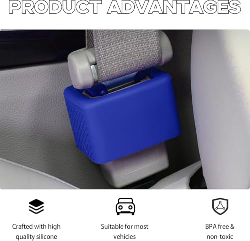 Image of Augeny 2 PCS Seat Belt Buckle Holder, Silicone Auto Rear Seatbelt Buckle Booster to Makes Receptacle Stand Upright for Easy Access, Universal Vehicle Seatbelt Buckle for Kids (Dark Blue)
