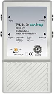 Axing TVS 14-00 4 fach Verteilverstärker für kleine BK (Kabelfernsehen) und terrestrische Netze mit UKW u. DVB-T2 HD