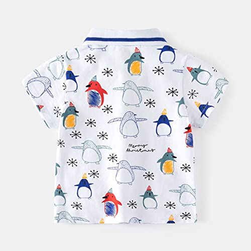 Boys Kids Pique Polo Shirt Short Sleeve Penguin Graphic Tee Button Up Lapel Collar Toddler Summer Golf Tennis Tops3