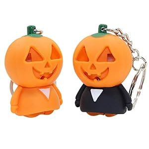Coxeer 2PCS Halloween Keychain Assorted Light up Key Ring Party Favor