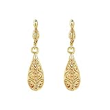 WSKFLY Gold Dangle Earrings for Women, 18K Gold Plated Waterdrop Cutout Drop Earrings (Gold)