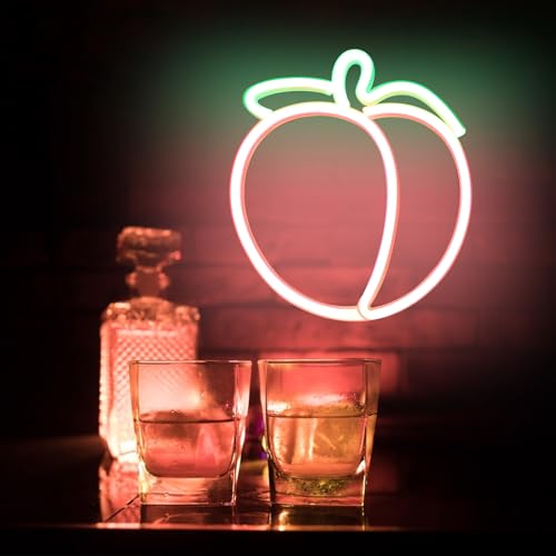 Image of Peach Neon Sign Fruit Peach Neon Signs Cute Neon for wall Decor.Lights Sign for Bedroom Living Room Wall Decoration Fruit Lover Fruit Shop Birthday Party