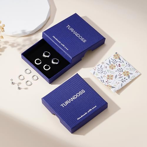Turandoss Lot de 5 paires de créoles en argent doré pour femmes, piercings hypoallergéniques Helix plaqués 14 carats, boucles d'oreilles médicales, petites créoles, piercing pour cartilage du tragus – vue 7