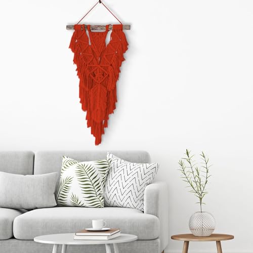Image of ZUEXT Macrame Cord, Red, 5mm x 328yds Cotton String Macrame Yarn | Natural Handmade, 4 Strands Twisted Cotton Rope, for Craft Wall Hanging Weaving Tapestry Dream Catchers Hanger DIY Gift, 300m