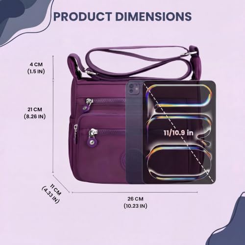 Image of TS WITH TECHSUN Women's Crossbody Sling Bag For Everyday Use, Nylon Shoulder Bag with Zipper Pockets, Adjustable Strap, Water Resistant Handbag for Travel, Shopping