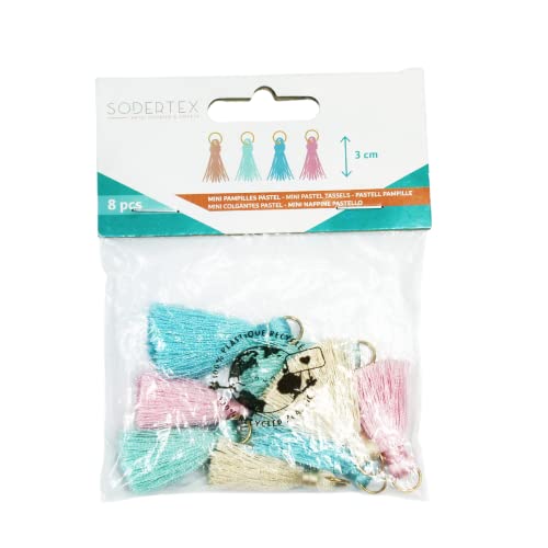SODERTEX - Pack mini pampilles PASTEL avec anneau métallique - 3 cm - 8 pcs - 4 coloris assortis - L798010 - Loisir créatif Cover