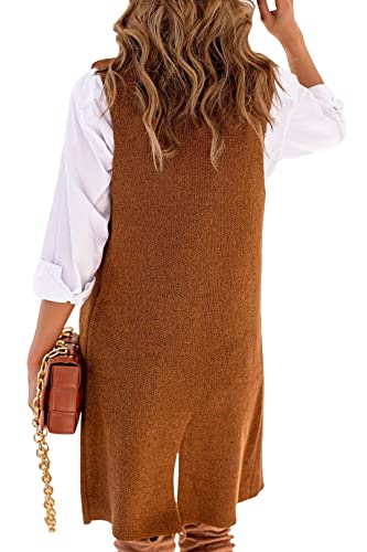 Danedvi Women Open Front Lapel Collar Cardigan Vest Button Down Long Sweaters Cardigan Solid Outerwear Coats3