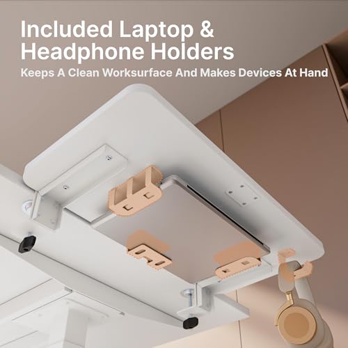 Image of PEGZONE Desk Extender Tray, 24 inch x 12 inch, with Laptop Holder, Medium, White | Desk Extension, Clamp on Desk Shelf, Clamp On Keyboard Tray for Office and Home, Workstation Organizer