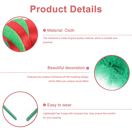 Christmas Hat Hairbands 2pcs Christmas Headband Santa Hat Headpiece Christmas Holiday Headwear for Christmas Party Favors - Image 3