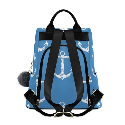 KLL Blue Ocean Fashion backpack for teens Anti-theft backpack for women college for Daily College Shopping with Pom-pom keychain2