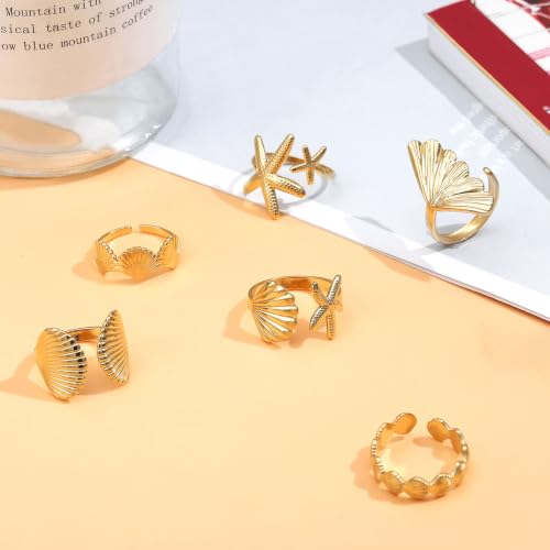 NEWITIN 8 Pieces Seashell Rings for Women Open Adjustable Statement Ring by NEWITIN - Used condition - Image 4
