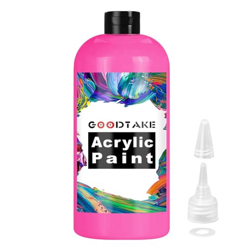 GOODTAKE Acrylic Paint Hot Pink Color Acrylic Paint Bottle Rich Pigments Non Toxic Paints for Multi Art Surface Beginners Painting on Rocks Crafts Canvas Wood Ceramic (Hot Pink 7 Fl Oz)