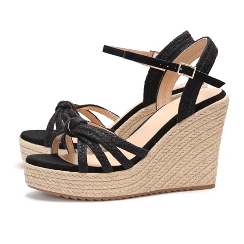 Image of VICKI.VICKI Wedges for Women Platform Sandals Wedge Heels for Sandals Comfortable Summer Espadrille Shoes Ankle Strap&Open Toe