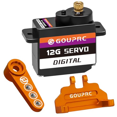 GOUPRC 12G RC Digital Micro Servo of Metal Steel Gear with Servo Mount Bracket & 25T Servo Horn for SCX24 Servo RC Car Upgrade Parts