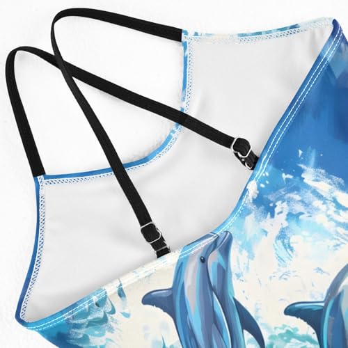 Girl's One Piece Swimsuit Beautiful Dolphins Jumped Beach Bathing Swimwear4