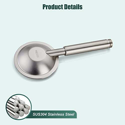 Heyalan Shower Wand Handheld Showerhead Wand Spray High Pressure Flow Brushed Nickel 1 Mode Hand Held Round Sus304 Sprayer Bathroom High Powerful Single Function Shower Head Bracket&Water Hose Include #TOP7
