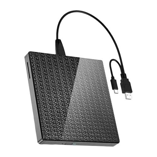 Jazuaiao Unidad de DVD externa multifunción con doble puerto USB 3.0, quemadores de velocidad rápida para computadora, laptop, enchufes y quemadores USB C/dvds
