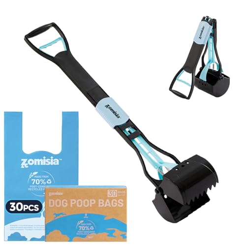 Image of ZOMISIA 26 inch Pooper Scooper with Waste Bags - Poop Scooper for Large Dogs with Long Handle High Strength Material and Durable Spring for Yard, 30 Count Poop Bags