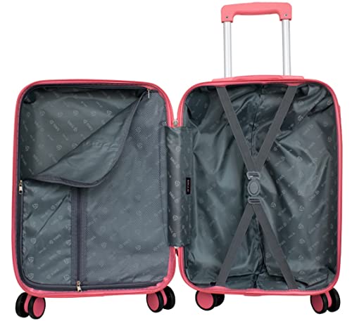 Mala De Bordo 10Kg Pequena ABS Rígida Rodinhas Giro 360 Cadeado Puxador ANAC Original Rosa