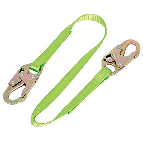 Peakworks Fall Protection Restraint Lanyard with Webbing and 2 Snap Hooks, 4 ft. Length, Green, V815404 #1