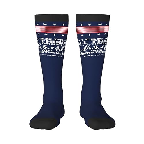 HILLBACK I Can Do All Things Christian Bible Verse Faith Gifts Men Knee High Socks Long Socks Thigh High Socks High Stockings