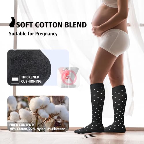 Image of LEVSOX Cotton Compression Socks for Women&Men 20-30mmHg Knee High Cute Support Sock for Nurses Pregnancy Travel