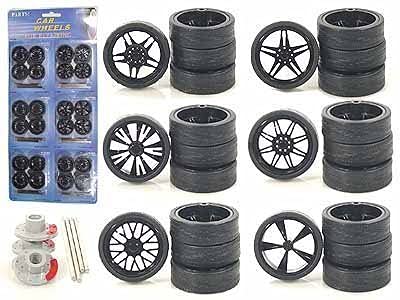 YMCtoys 1:24 Scale Model Car Spokes Black Rims Replacement 6Set - Thumbnail 2
