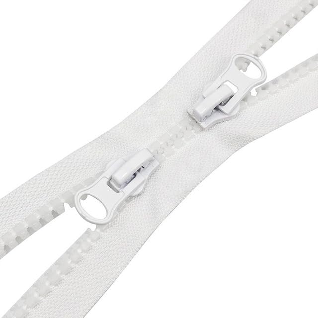 Fermeture Eclair 15 Cm CasCab 2PCS #8 Fermetures à Glissière Séparables De 130 Cm (fermeture éclair à Ouverture) Pour La Couture De Manteaux Fermeture éclair De Veste, Fermeture éclair En Résine Blanc